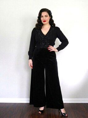 Vintage Forever 21 Wide Leg Flowy Velvet Pants